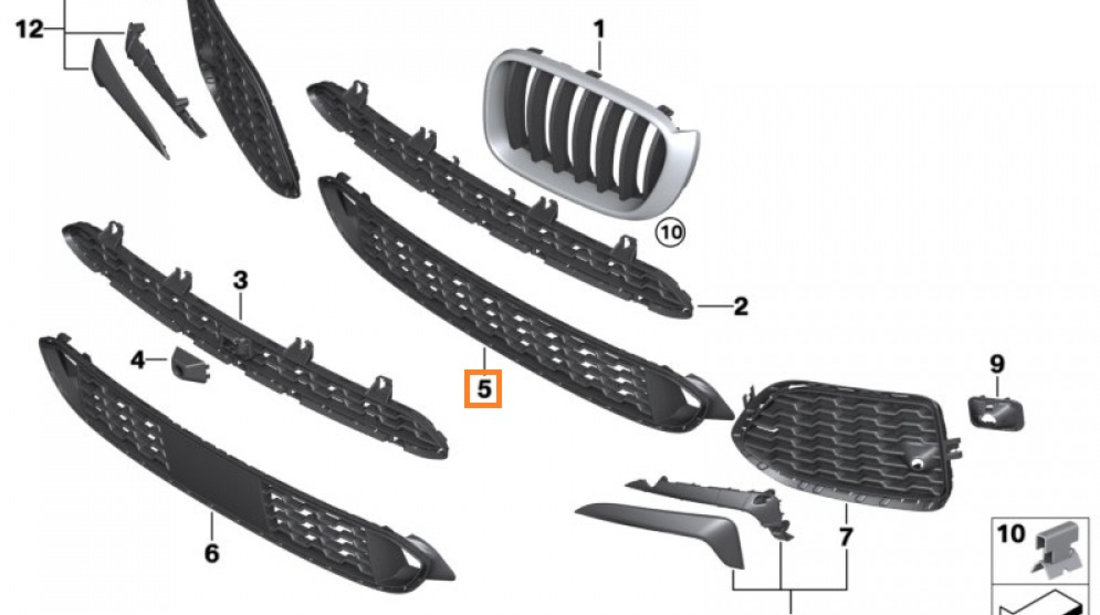 Grila Bara Fata Oe Bmw X3 F25 2014→ M-Pachet 51118056939