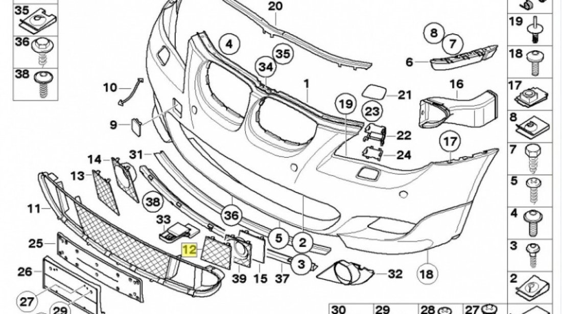 Grila Bara Fata Stanga Am Bmw Seria 5 E61 2003-2011 M-Technik 51117897186