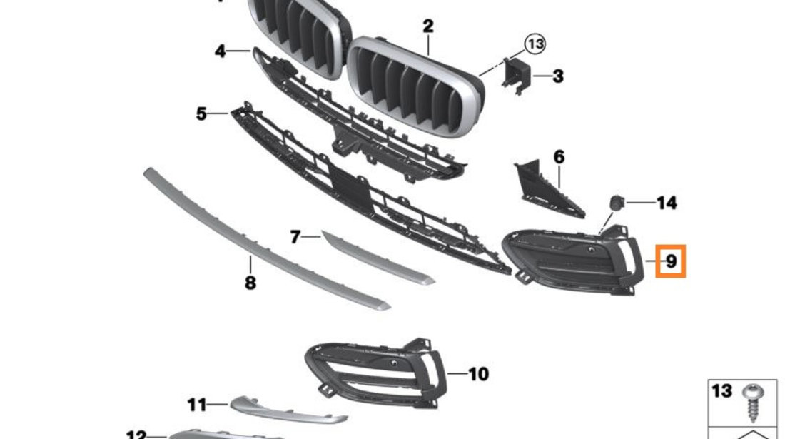 Grila Bara Fata Stanga Oe Bmw X6 F16 2014-2019 51117319777