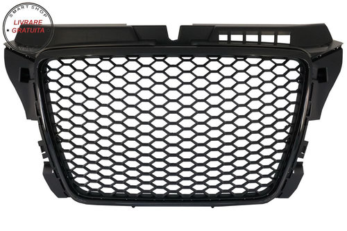 Grila Centrala Audi A3 8P Facelift (2007-2012) RS Design Negru Lucios- livrare gratuita