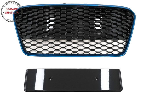 Grila Centrala Audi R8 42 (2013-2015) RS Design Negru Lucios/ Albastru