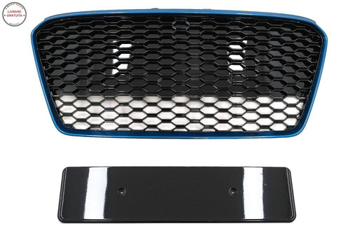 Grila Centrala Audi R8 42 (2013-2015) RS Design Negru Lucios/ Albastru