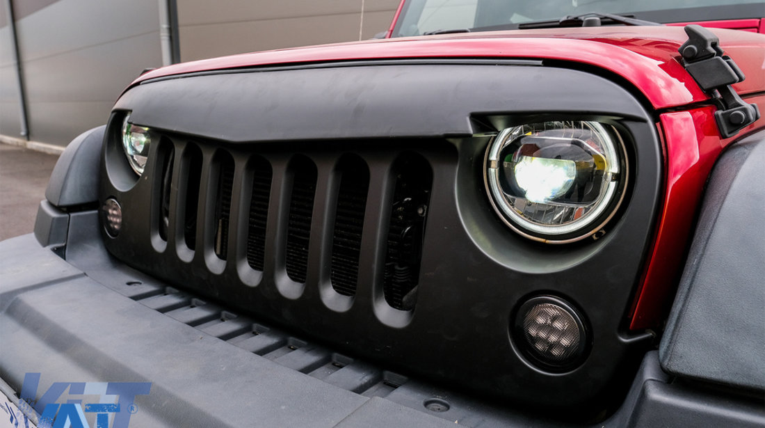 Grila Centrala compatibil cu Jeep Wrangler / Rubicon JK (2007-2017) Angry Bord Design Negru Mat New Style