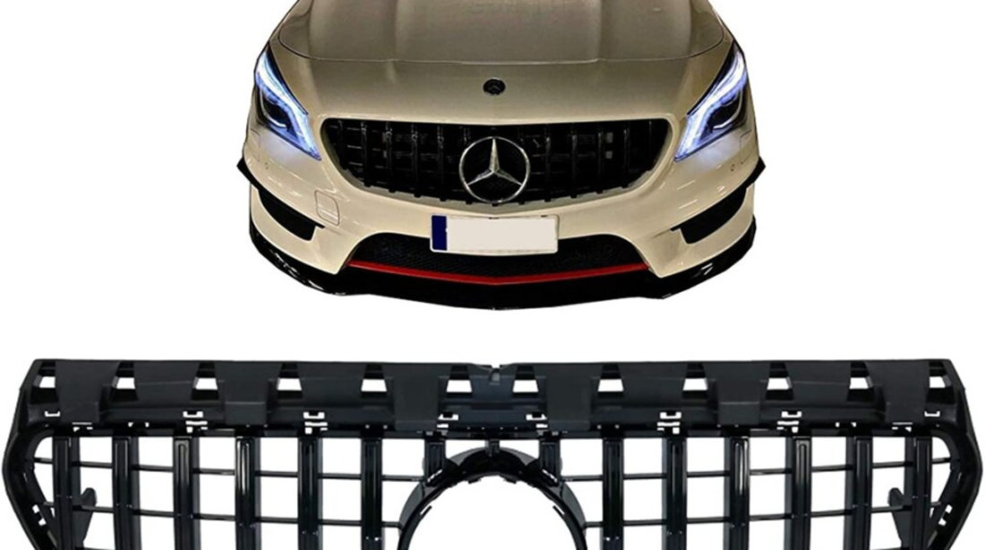 Grila Centrala compatibil cu Mercedes CLA C117 X117 W117 Facelift (2016-2018) CLA45 GT-R Panamericana Design Negru