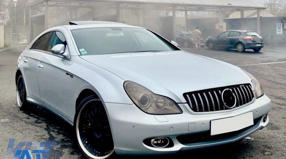 Grila Centrala compatibil cu Mercedes CLS W219 Facelift (2005-2008) GT-R Panamericana Design Negru Lucios & Chrome