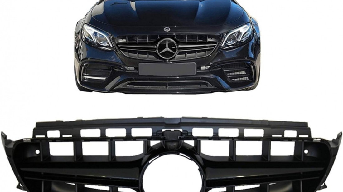 Grila Centrala compatibil cu Mercedes E-Class W213 S213 C238 A238 (2016-2019) E63 Design Negru Cu Camera 360