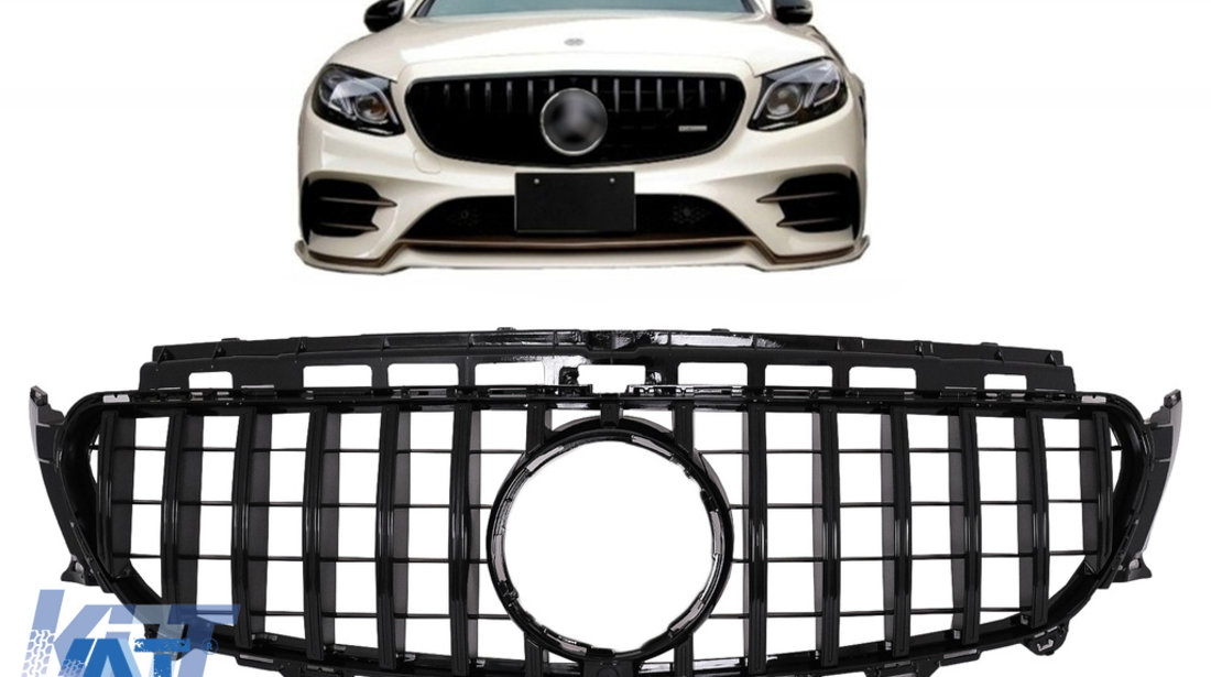 Grila Centrala compatibil cu Mercedes E-Class W213 S213 C238 A238 (2016-2019) GT-R Panamericana Design Negru Cu Camera 360