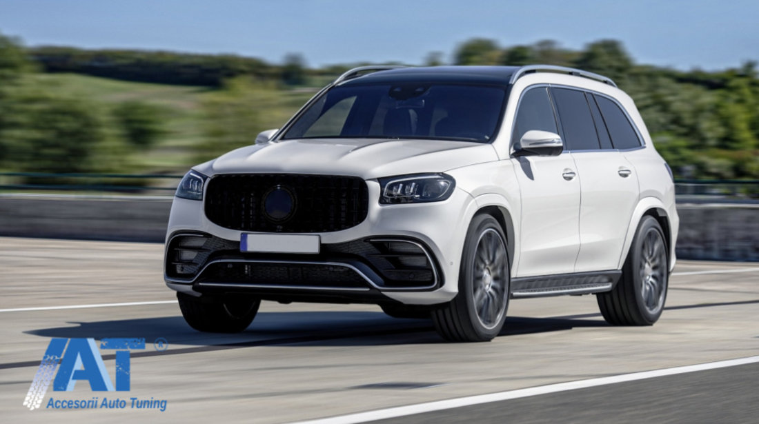 Grila Centrala compatibil cu Mercedes GLS SUV X167 (2019-2023) GTR Look Negru Lucios