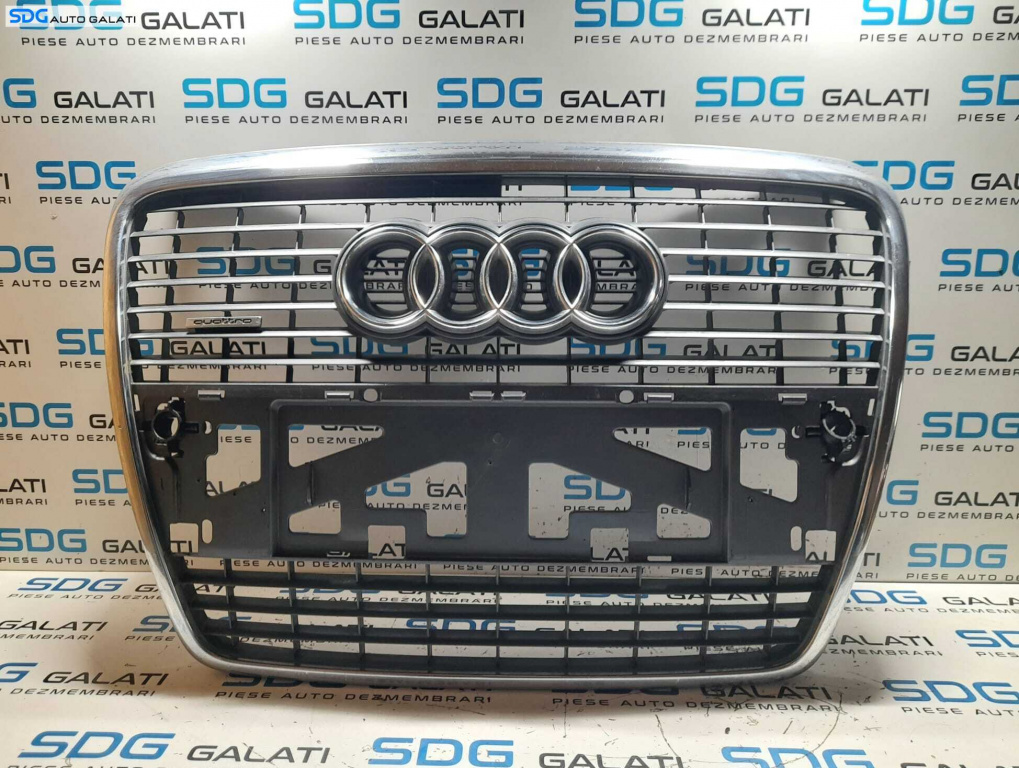 Grila Centrala cu Emblema Sigla de pe Bara Spoiler Fata Audi A6 4F C6 2005 - 2011 Cod 4F0853651 [N0136]