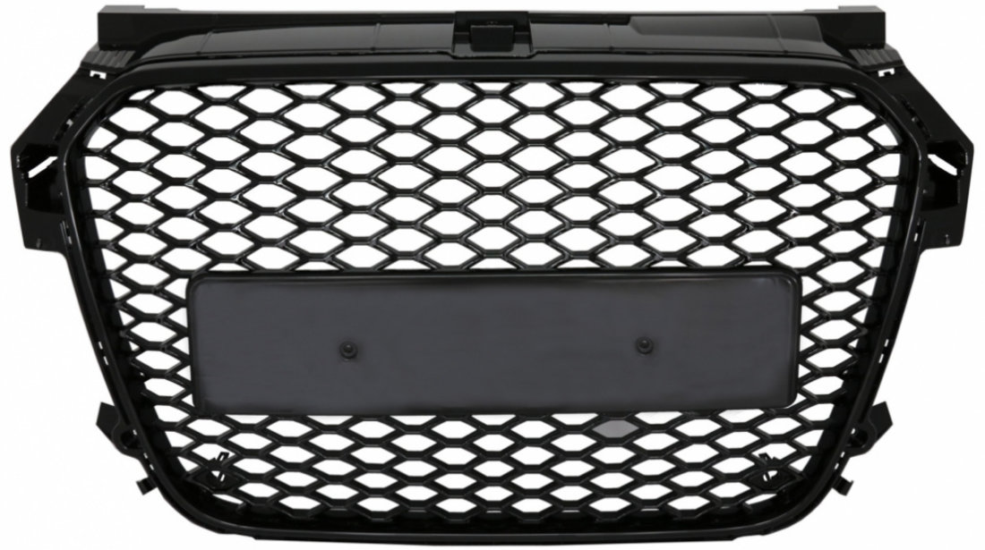 Grila Centrala Fara Emblema compatibil cu Audi A1 8X Pre Facelift (2010-2014) RS1 Design Negru Lucios FGAUA18XRSB