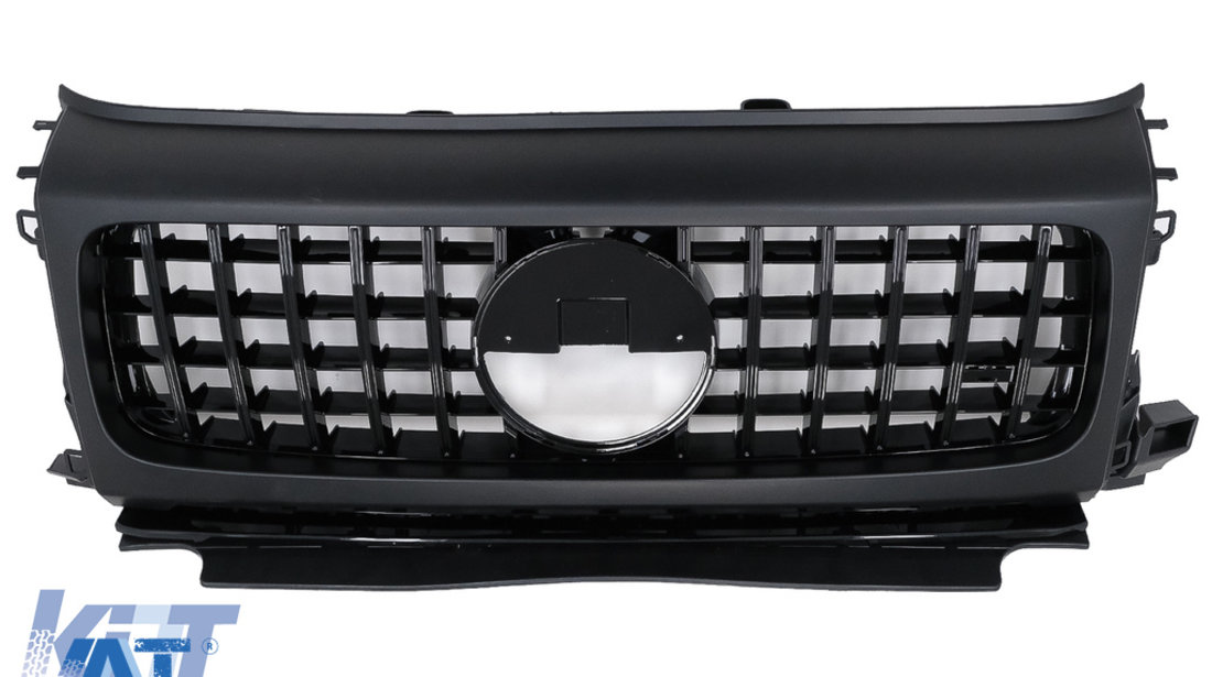 Grila Centrala si Carcasa faruri compatibil cu Mercedes G-Class W464 W463A & G63 AMG (06.2018-Up) GT-R Panamericana Design Negru Lucios