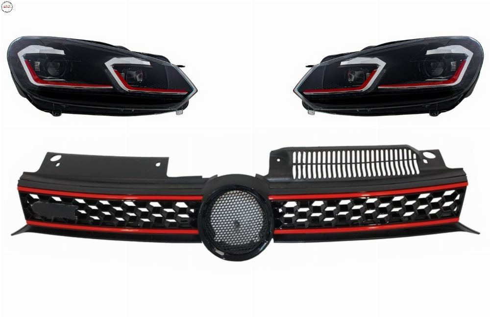 Grila Centrala si Faruri LED Semnalizare Secventiala LHD VW Golf 6 VI 2008-2012 GT- livrare gratuita