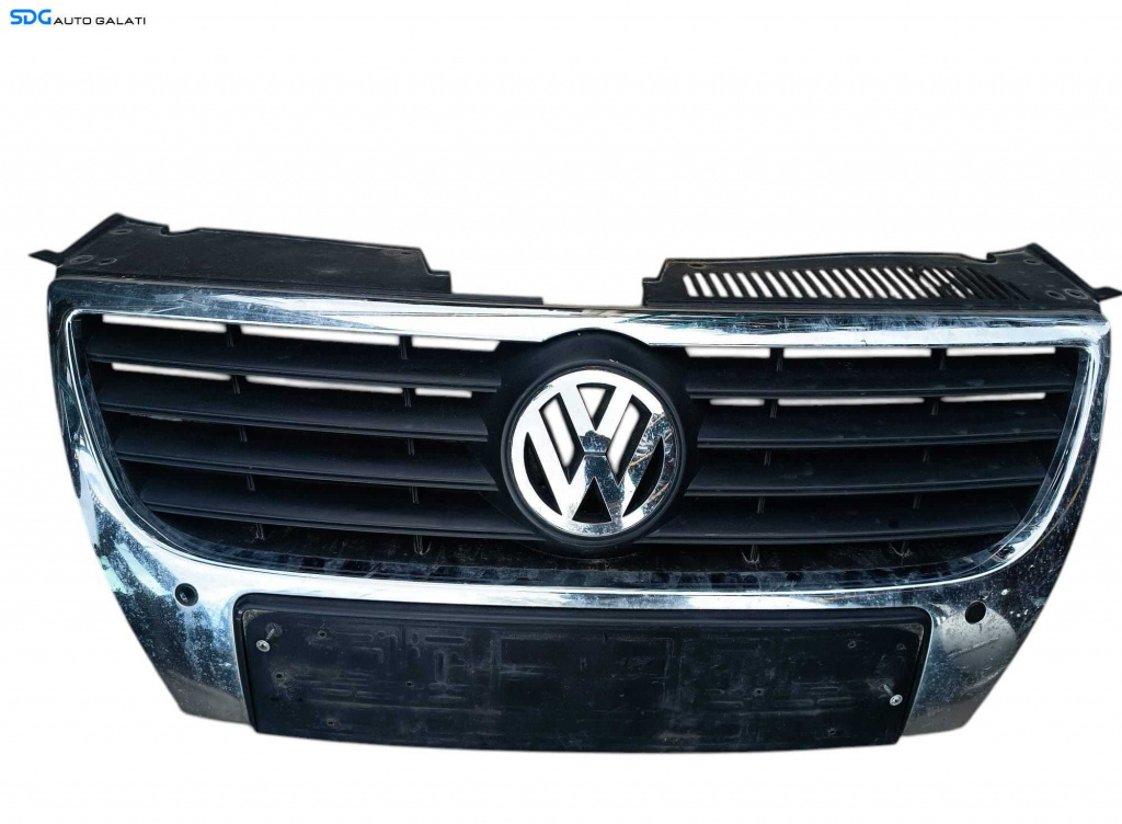 Grila cu Emblema Centrala de pe Bara Spoiler Fata cu Locas Senzori Parcare Volkswagen Passat B6 2005 - 2010 [V0275]