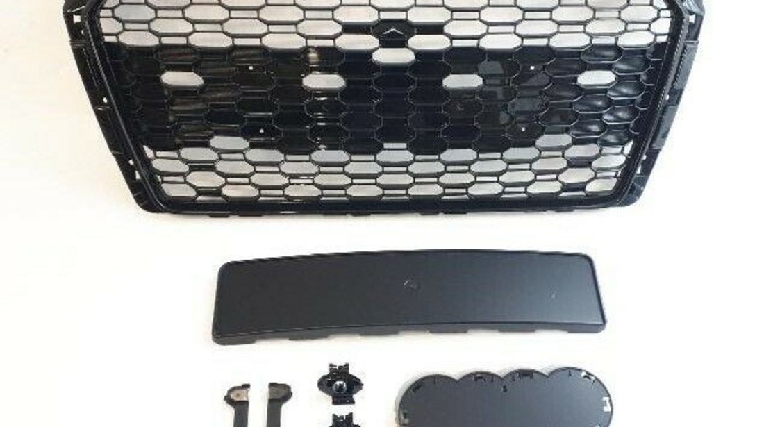 Grila fagure AUDI A4 S4 B9 2015-2019 RS STYLE negru lucios