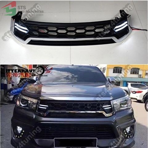 GRILA FATA CU DRL TOYOTA HILUX REVO 2016-2020 NEGRE+CROM [TRD][V19]