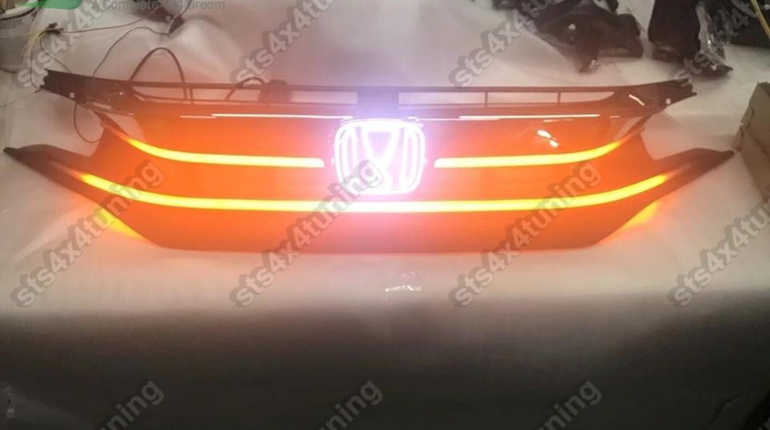 GRILA FATA CU LUMINI DE ZI DRL SI LED SEMNALIZARE HONDA CIVIC 2016-2019 [V1]