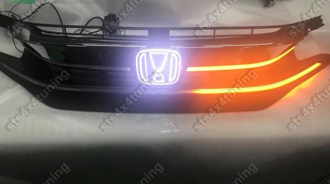 GRILA FATA CU LUMINI DE ZI DRL SI LED SEMNALIZARE HONDA CIVIC 2016-2019 [V1]