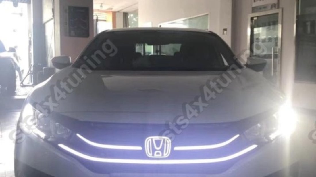 GRILA FATA CU LUMINI DE ZI DRL SI LED SEMNALIZARE HONDA CIVIC 2016-2019 [V1]