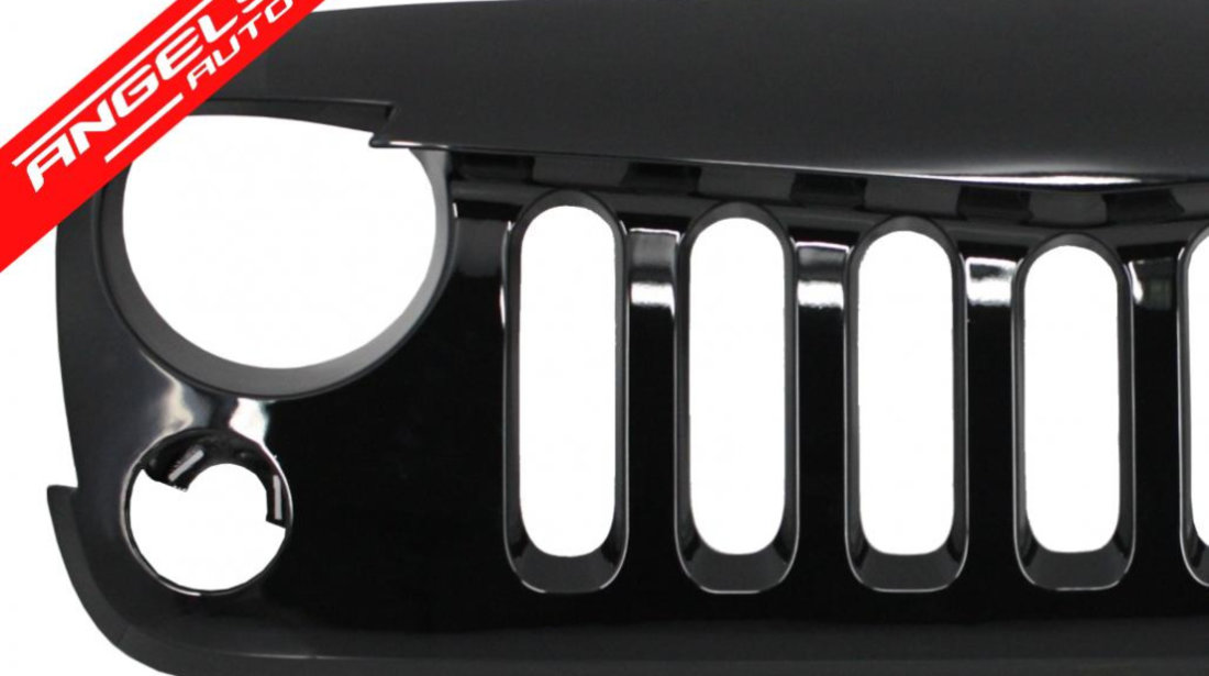 Grila Jeep Wrangler Rubicon JK 07-17 Angry Bord Look Negru Lucios