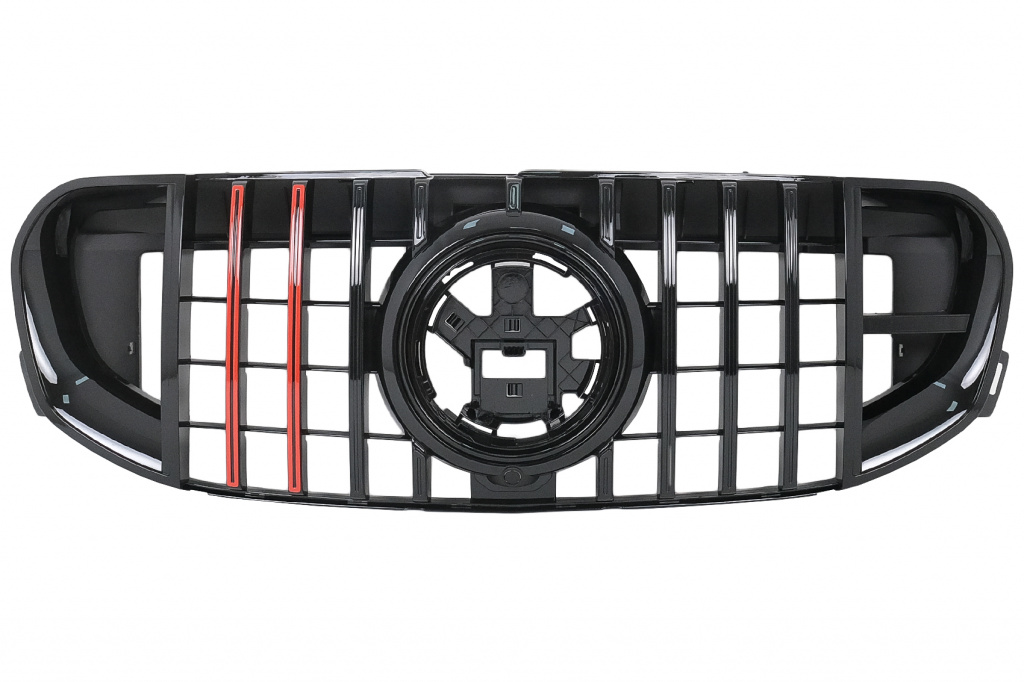 Grila Radiator Compatibil Cu Mercedes-Benz GLS-Class X167 2019-2023 SUV GTR Look Negru Cu Insertii Rosii FGMBX167GLSAP