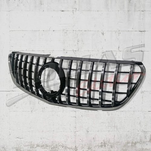 Grila Radiator Compatibil Cu Mercedes-Benz V-Class W447 2014-2019 GT R Panamericana Design Negru Cro...