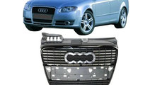 Grila Radiator cu Bandou Negru Lucios Audi A4 B7 2...