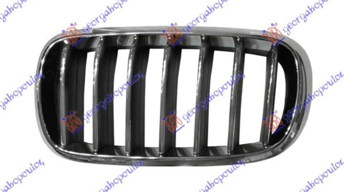 Grila Radiator Fata Cromata/Neagra Stanga Bmw X5 F15 2013 2014 2015 2016 2017 2018