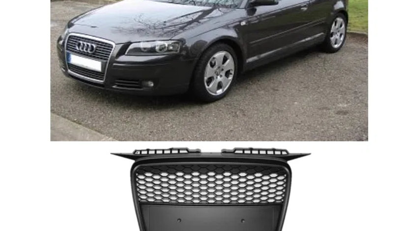 Grila Radiator RS Look Audi A3 2005 | 2006 | 2007 | 2008 Negru Mat