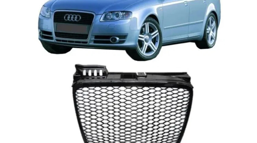 Grila Radiator RS Look Negru Lucios Audi A4 B7 2005 | 2006 | 2007