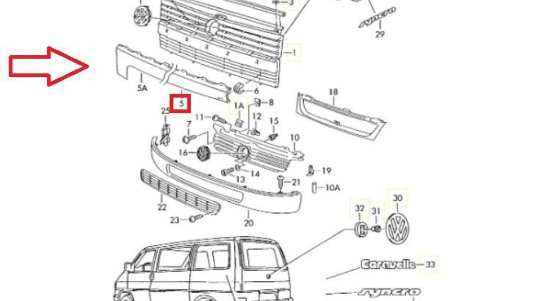 Grila radiator Volkswagen Transporter T4 (1990-2003) 701853661