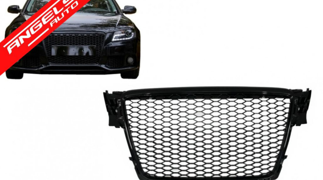 Grila RS Audi A4 B8 (2007-2012) RS4 Design Negru Lucios