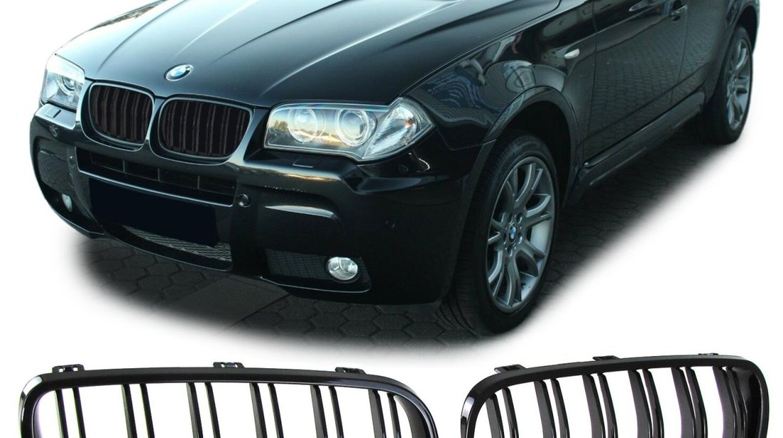 Grila sport BMW X3 E83 intre 2006-2011 dublu negru lucios