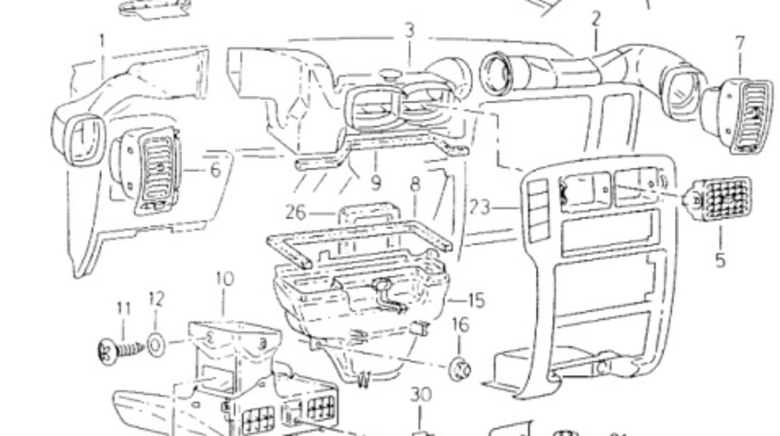 Grila stergator Volkswagen Caddy (9K9) 2000 1.9 SDI OEM 6K1853187