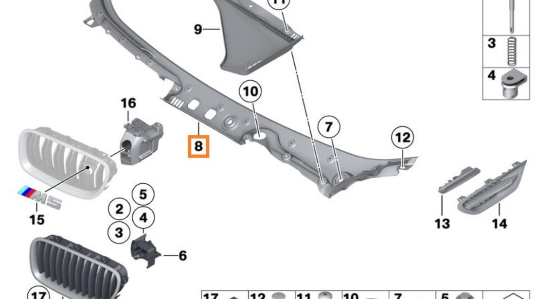 Grila Sub Parbriz Oe Bmw Seria 5 F11 2009-2016 51717203124