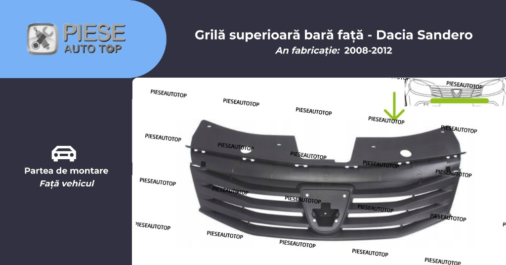 Grila superioara bara fata Dacia Sandero 2008-2012 NOUA 8200735104