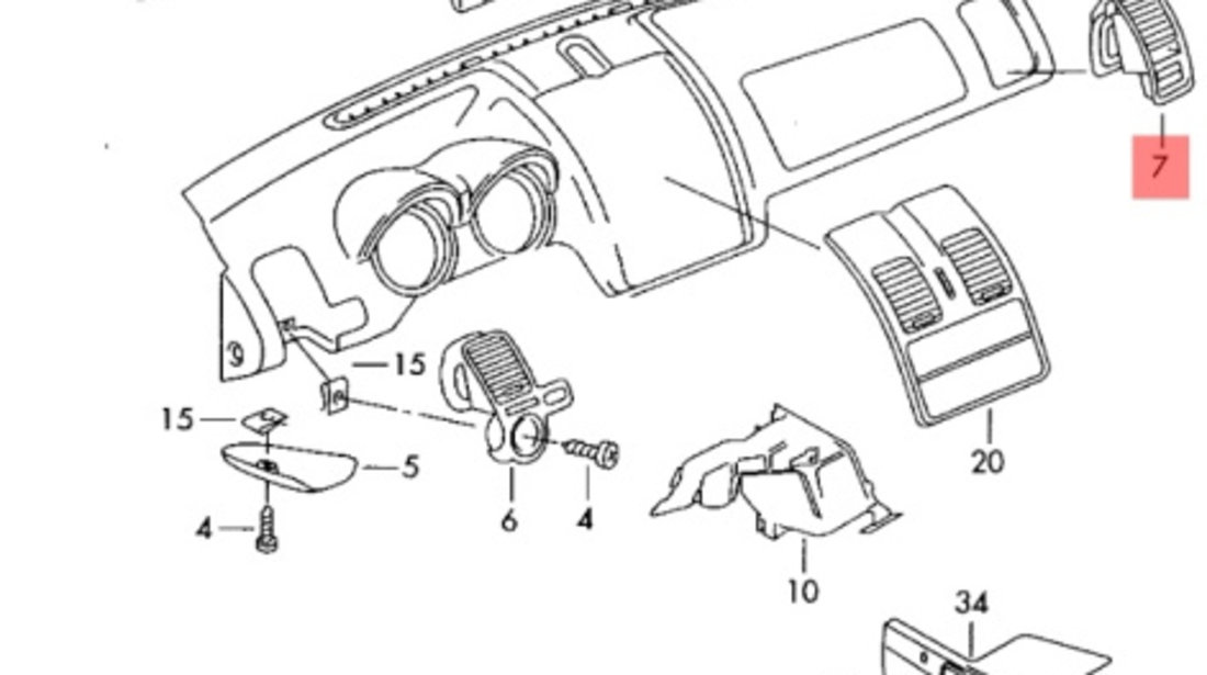 Grila ventilatie bord dreapta Volkswagen Polo (6N2) Hatchback 2001 1.4 16v VOLKSWAGEN POLO (6N2) [ 1999 - 2001 ] OEM 6X1819704A