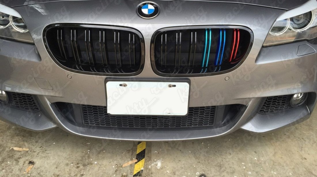 GRILE BMW SERIA 5 F10 NEW M5 M LOOK NEGRU LUCIOS ///M TRI COLOUR