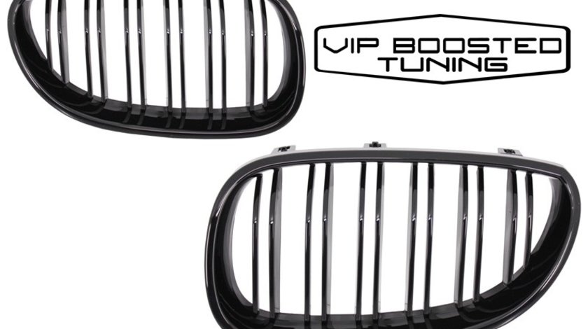Grile Double BMW Seria 5 E60 E61 (2003-2009) Negru Lucios M Design