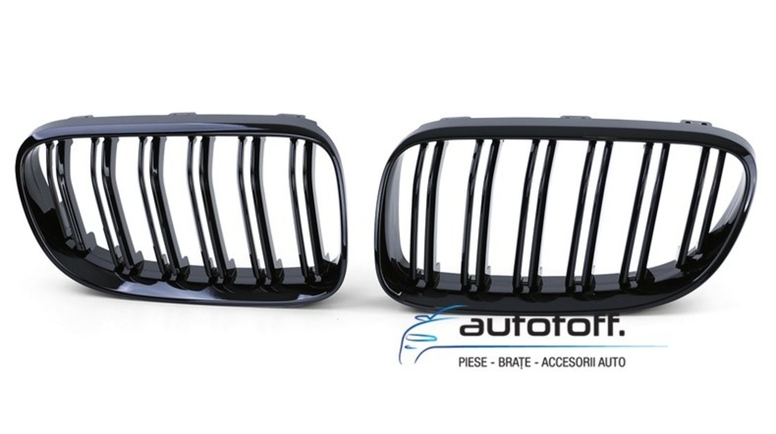 Grile duble BMW E92 E93 Seria 3 Facelift (10-13) Negru lucios