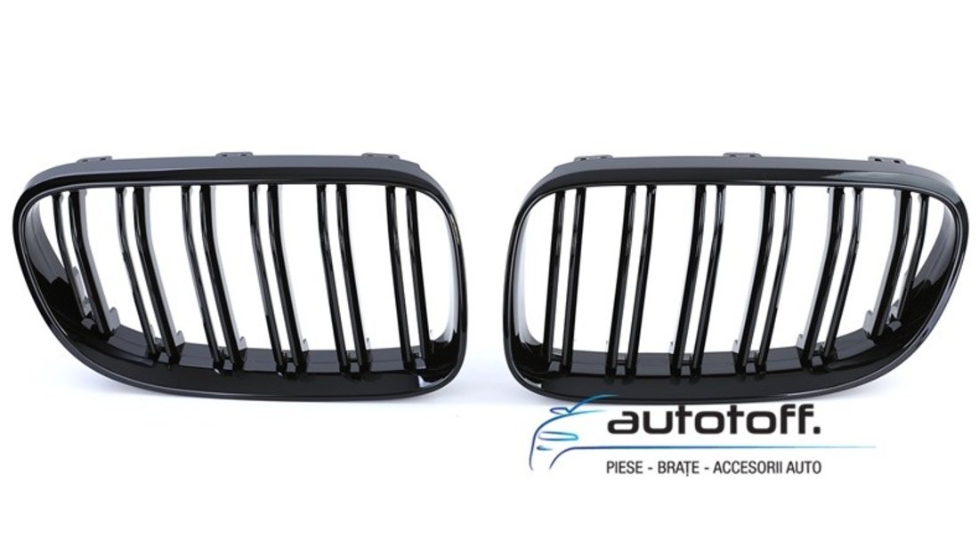 Grile duble BMW E92 E93 Seria 3 Facelift (10-13) Negru lucios