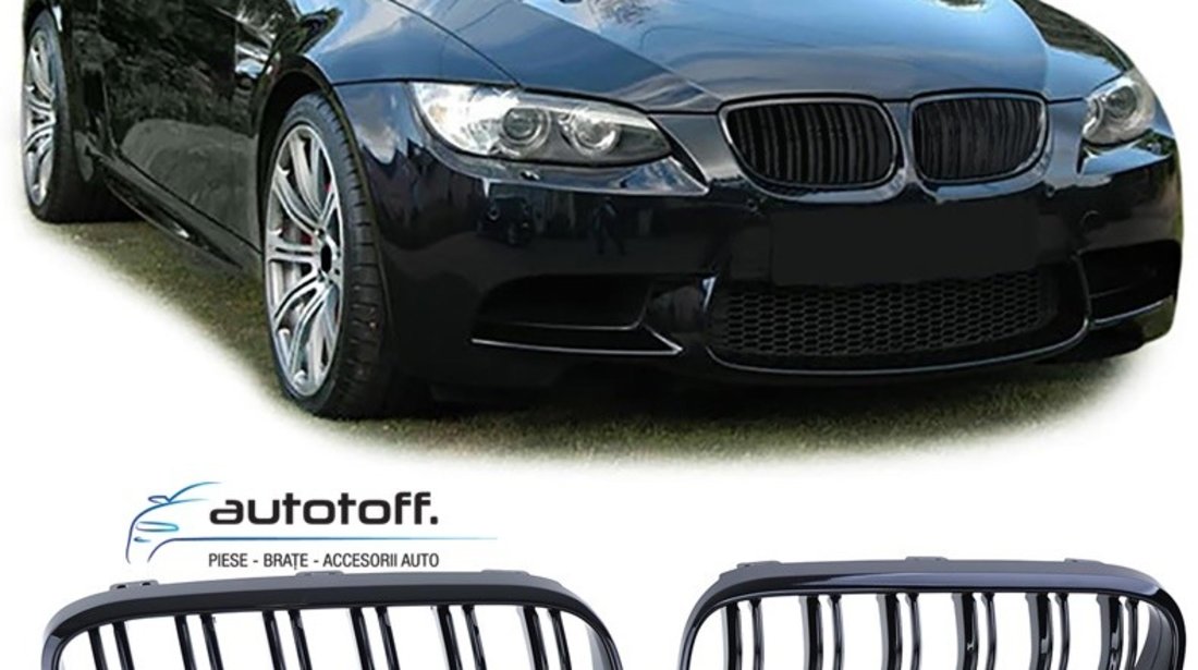 Grile duble BMW E92 E93 Seria 3 Facelift (10-13) Negru lucios