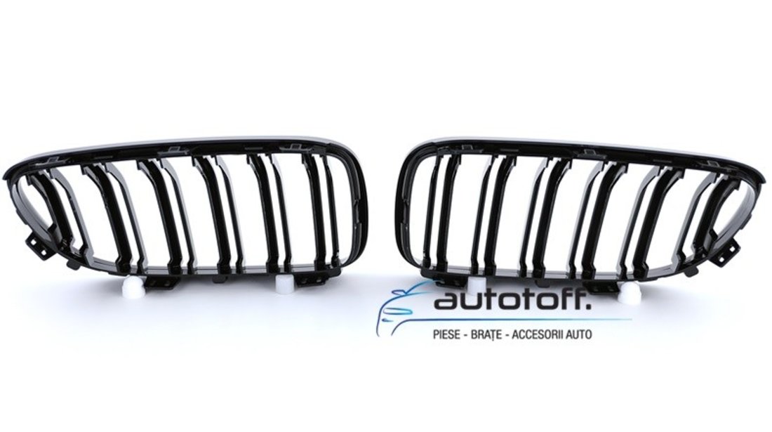 Grile duble BMW E92 E93 Seria 3 Facelift (10-13) Negru lucios