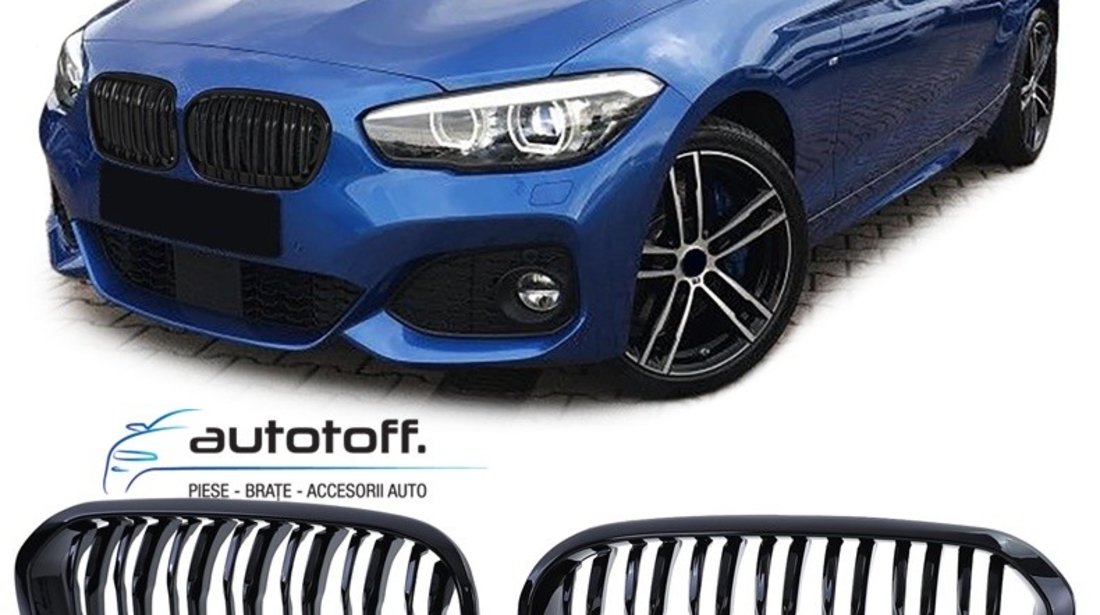 Grile duble BMW F20 F21 Facelift Seria 1 (2015+) negru lucios