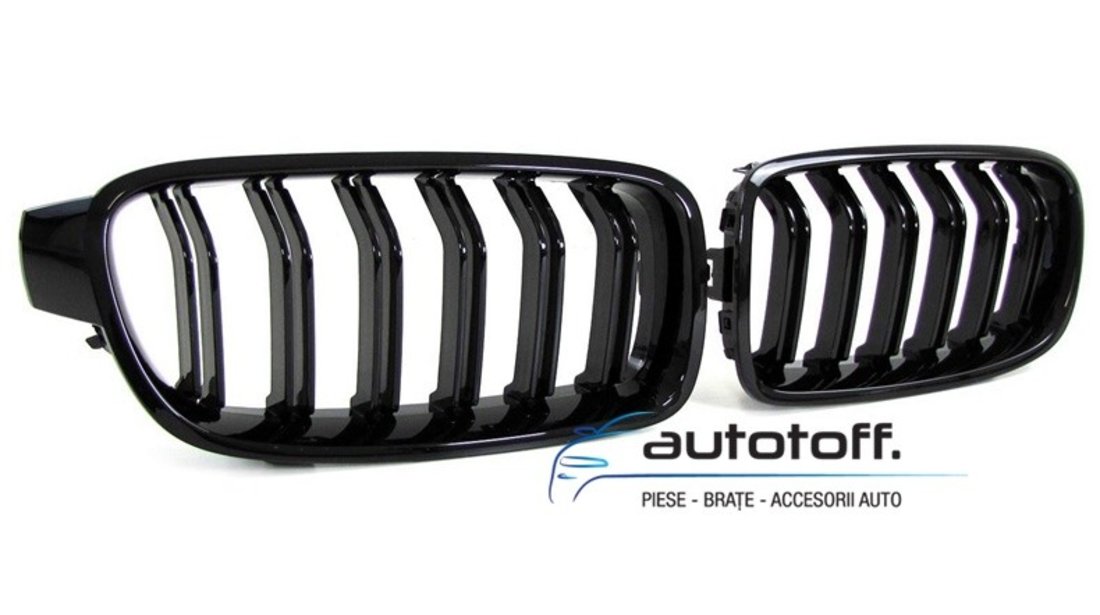 Grile duble BMW F30 F31 Seria 3 (11-18) negru lucios