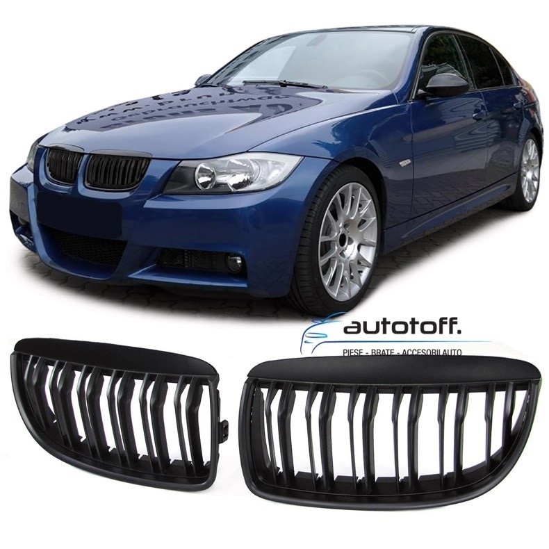 Grile duble BMW Seria 3 E90 E91 (05-08) negru mat