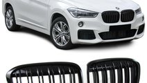 Grile duble negru lucios BMW X1 F48 2014-2019