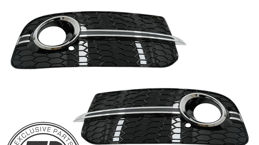 Grile Laterale Audi Q5 8R Facelift (12-16) RS Design Negru Lucios Crom
