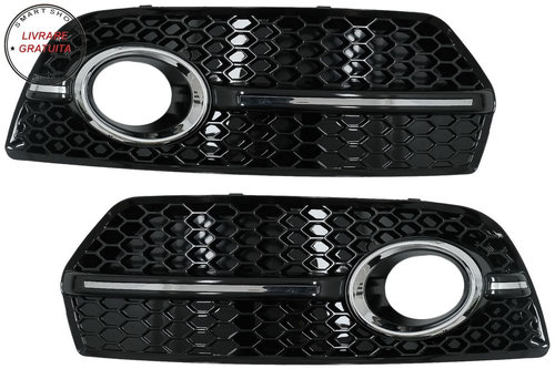 Grile Laterale Audi Q5 SUV 8R (2008-2011) RS Design Negru Lucios Chrome