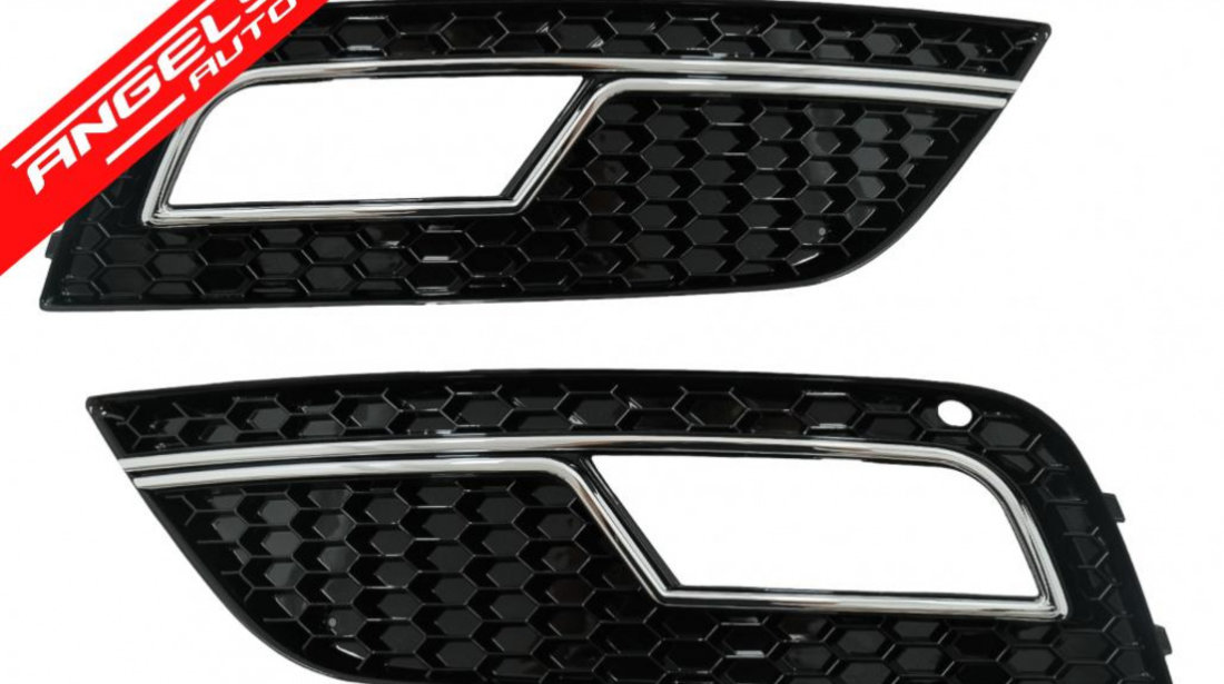 Grile Laterale Bara Fata AUDI A4 B8 (2012-2015) RS4 Negru Chrome Look