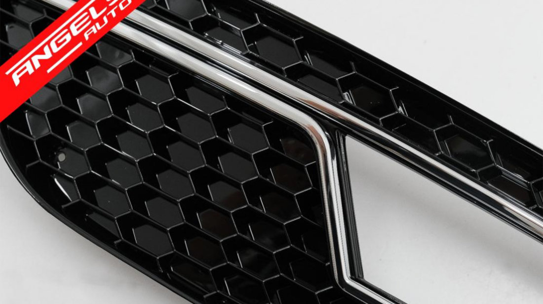 Grile Laterale Bara Fata AUDI A4 B8 (2012-2015) RS4 Negru Chrome Look